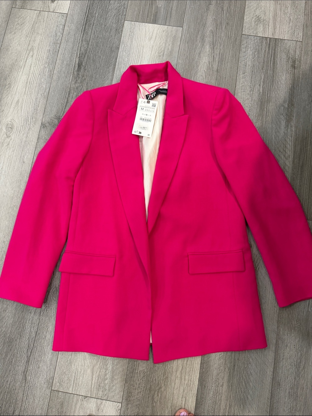 Zara Hot Pink Women's Blazer Jacket - Open Front